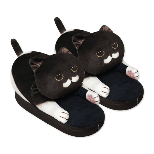 Children's black cat slippers, one size