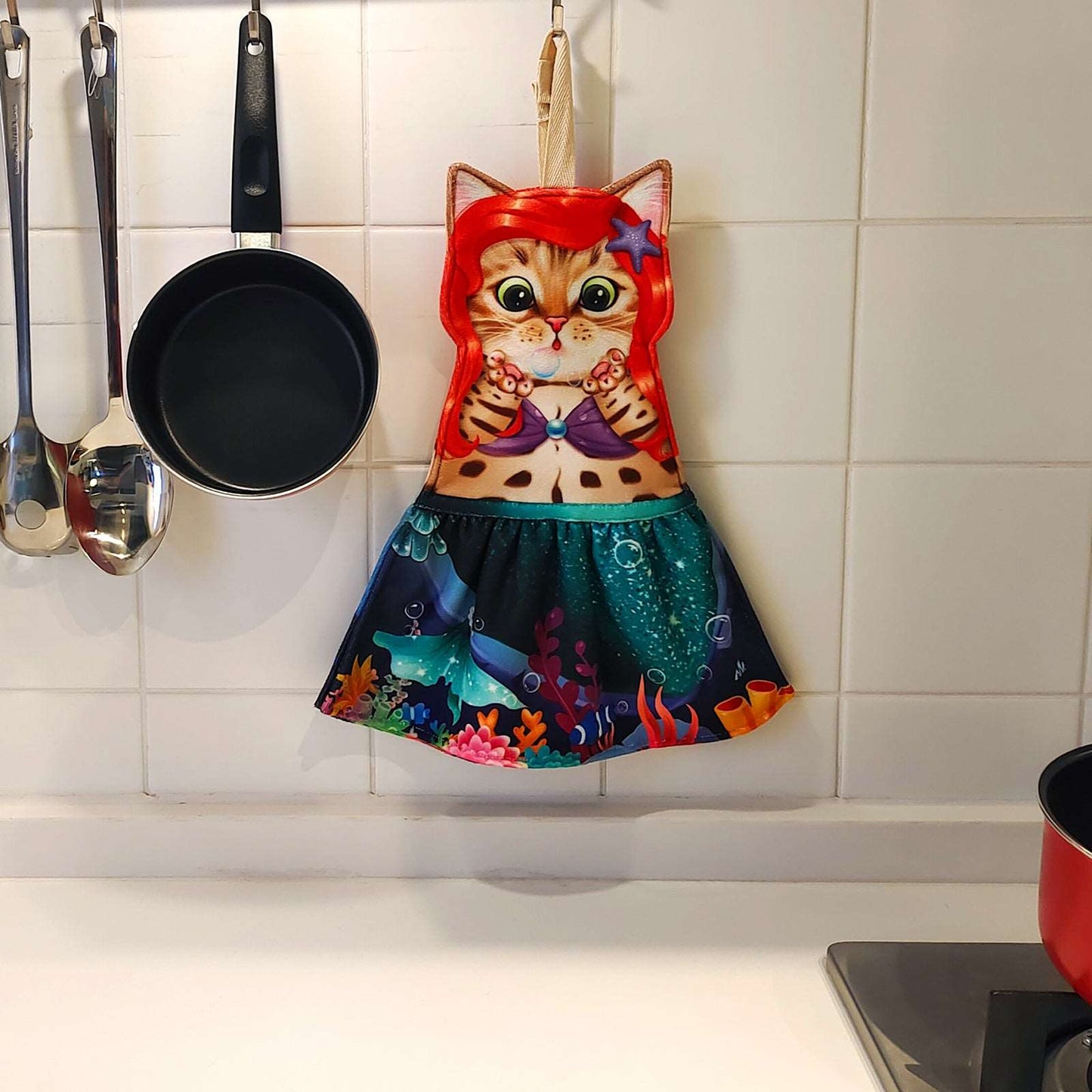 Mermaid Fairy Tale Towel,cat hand towel