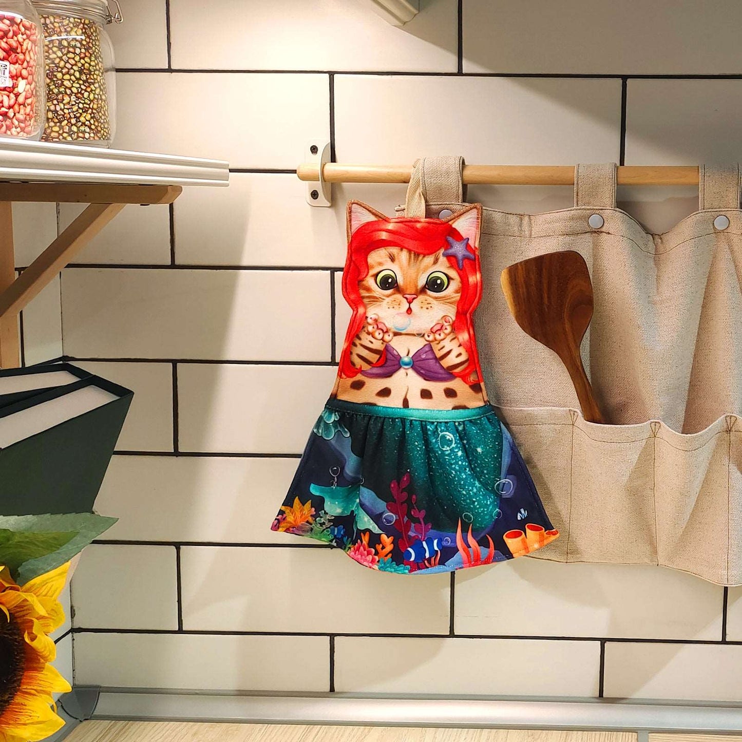 Mermaid Fairy Tale Towel,cat hand towel