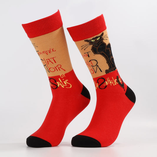 Artistic Cat Socks | Novelty Crew Socks For Women