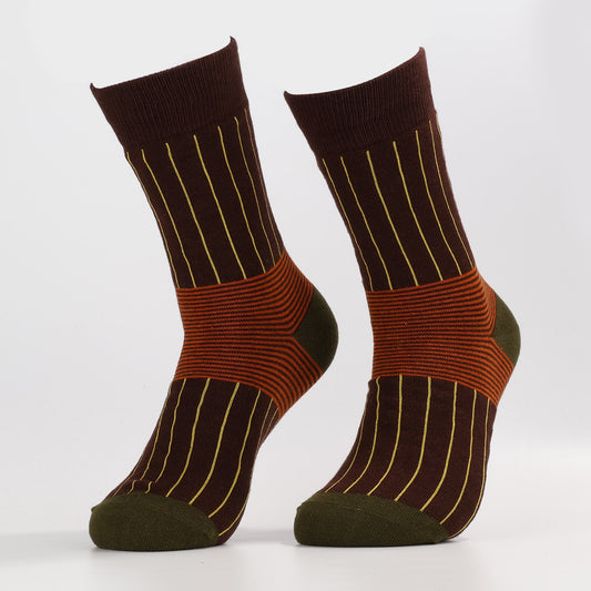 Brown Striped Socks | Funny Crew Socks