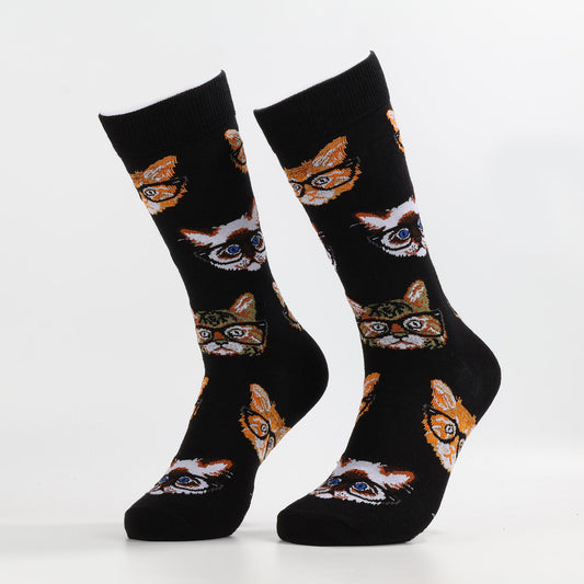 Black Cobra Cat Socks | Funny Crew Socks For Men