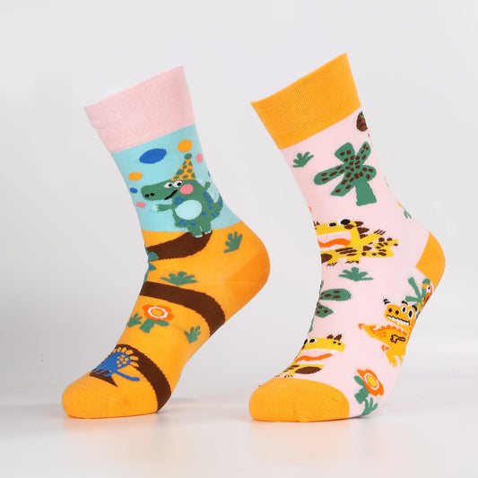 Dino Delight Socks | Novelty Crew Socks For Women