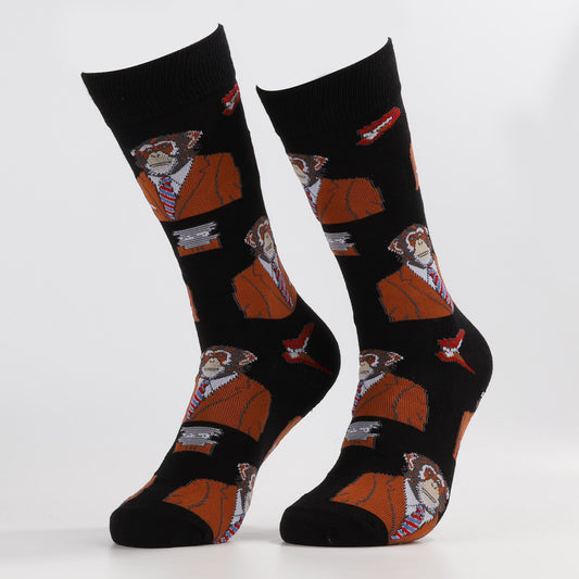 Gentleman's Monkey Socks | Novelty Animal Monkey Crew Socks