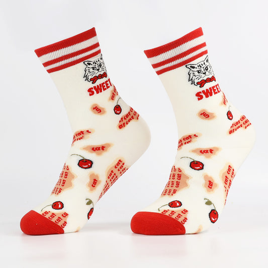 Kitty Orchard Cat Socks | Novelty Crew Socks For Women