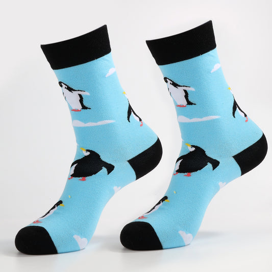 Penguin Skies Socks | Funny Crew Socks For Women