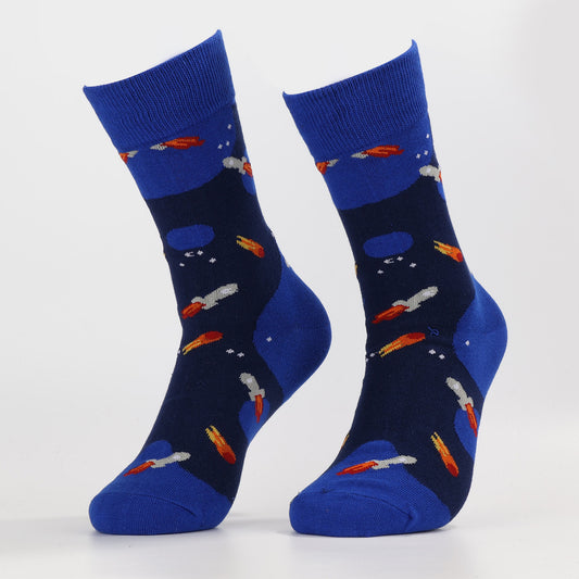 Rocket Flight Socks | Novelty Crew Socks For Men