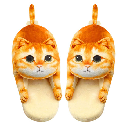 Plush cat slippers, a gift for cat lovers