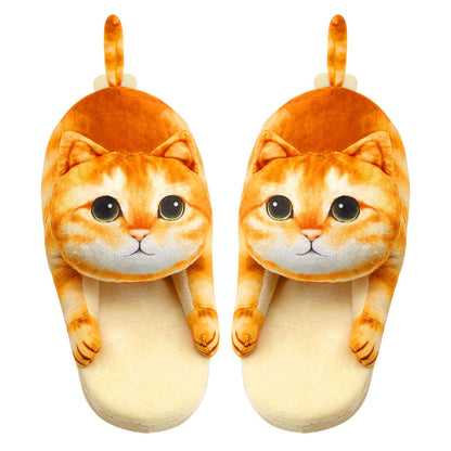 Plush cat slippers, a gift for cat lovers