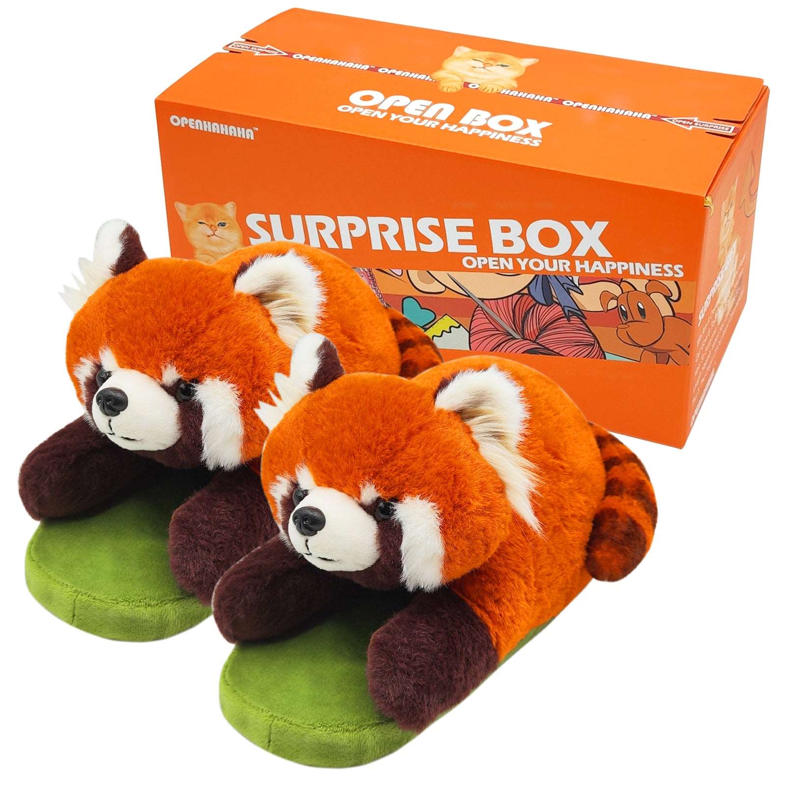 Red panda slippers and gift box