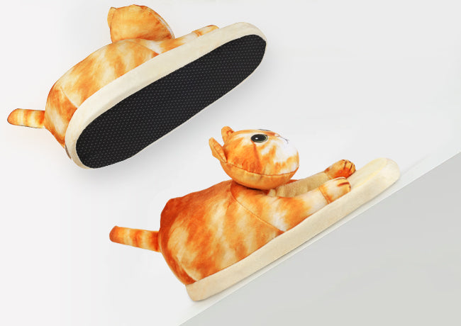 Plush cat slippers, a gift for cat lovers