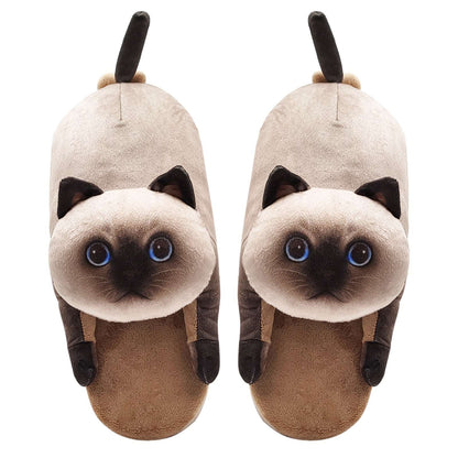 Plush cat slippers, a gift for cat lovers