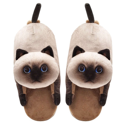 Plush cat slippers, a gift for cat lovers