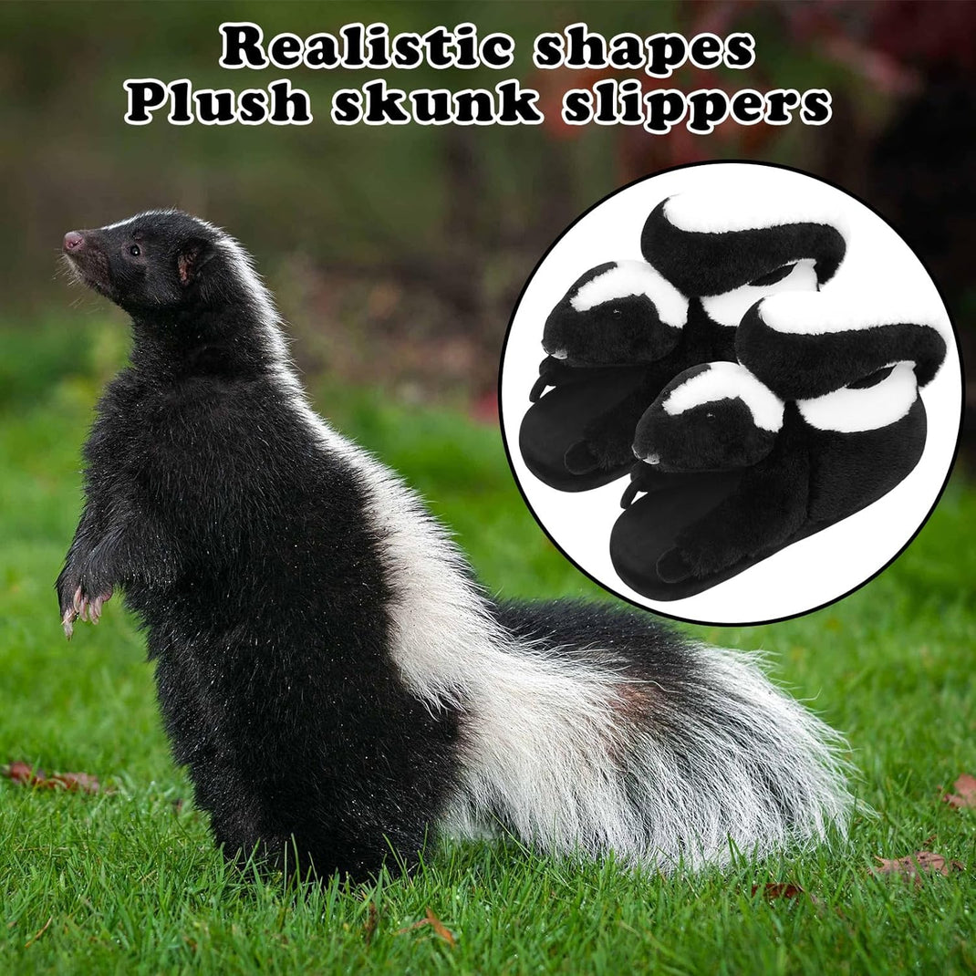 Cute animal slippers plush skunk slippers – Openhahaha