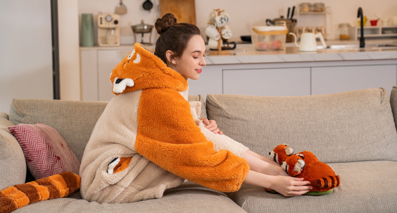 Home Plush Red Panda Slippers