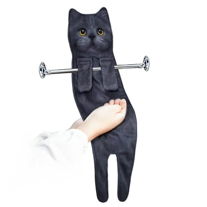 Openhahaha Cat Hand Towels for Bathroom Kitchen-Cute Cat Hanging Towel Decorative Animal Washcloths Face Towels Cat Decor-Funny Housewarming Cat Gifts for Cat Lovers