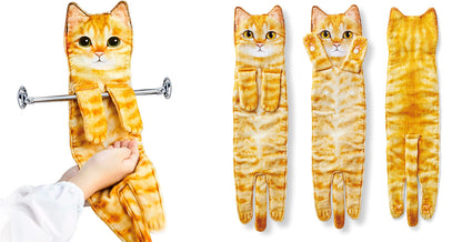 Openhahaha Cat Hand Towels for Bathroom Kitchen-Cute Cat Hanging Towel Decorative Animal Washcloths Face Towels Cat Decor-Funny Housewarming Cat Gifts for Cat Lovers