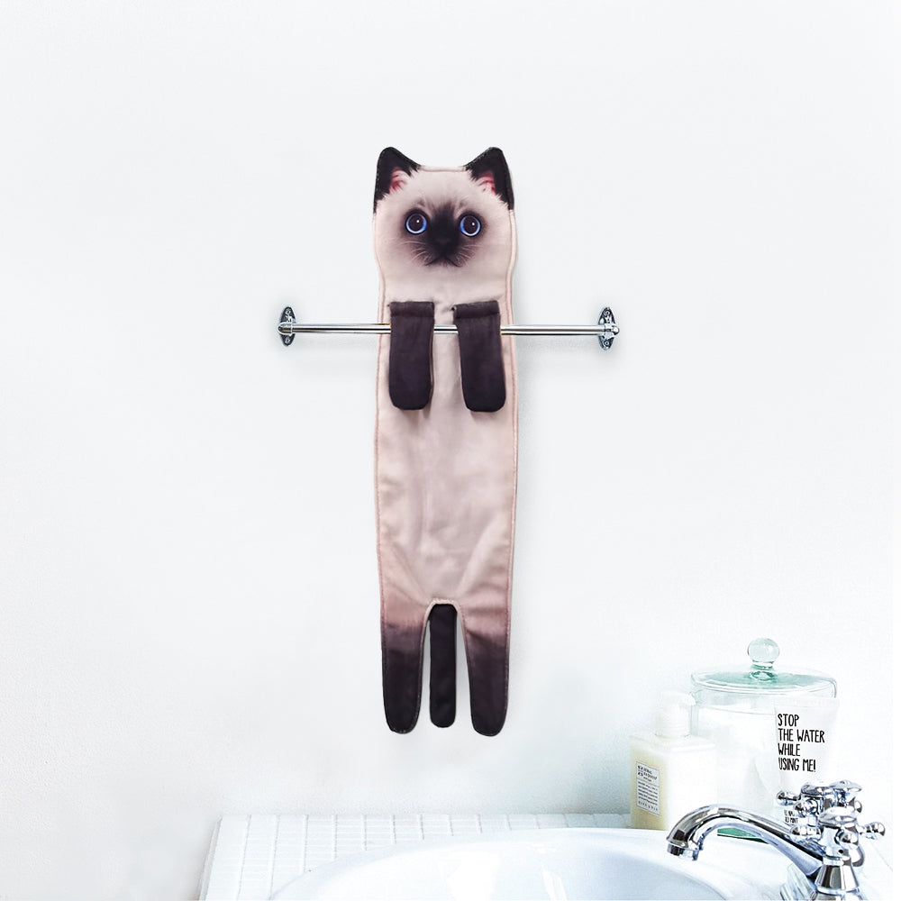 Openhahaha Cat Hand Towels for Bathroom Kitchen-Cute Cat Hanging Towel Decorative Animal Washcloths Face Towels Cat Decor-Funny Housewarming Cat Gifts for Cat Lovers